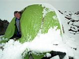 24 Jerome Ryan Wakes Up To Snowfall At Concordia The next day I poked my head out of my tent at Concordia to see a snowfall. I talked to my guide Iqbal and he said that even if the snow ended by the end of the day, we�d probably have to wait a few days for the trail to base camp to be safe. But, Nanga Parbat beckoned, so I decided to retreat.